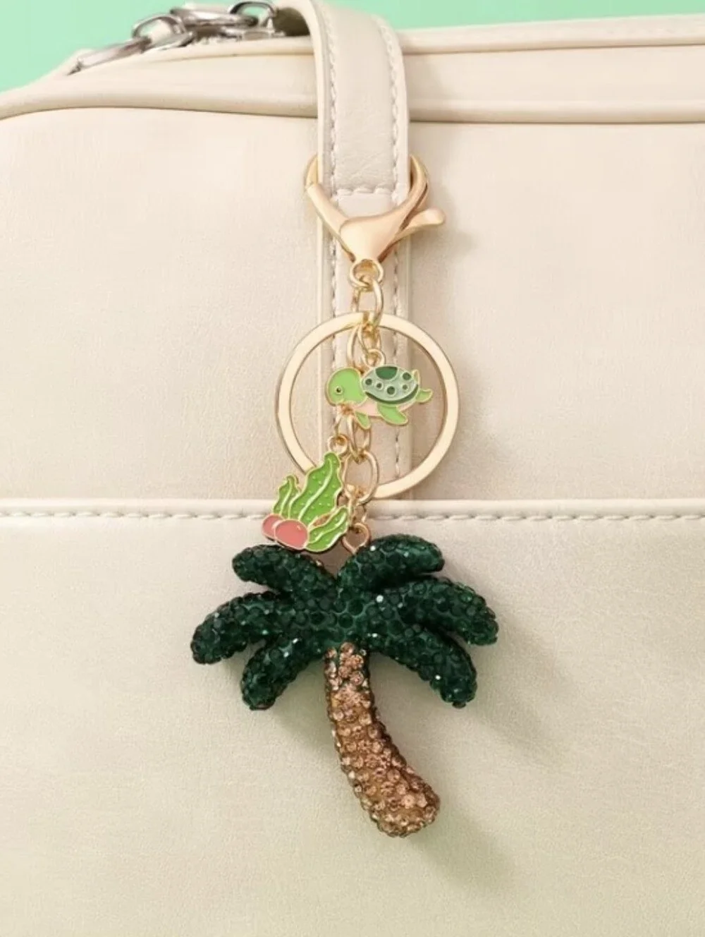 Rhinestone Palm Tree Bag Charm/ Keychain NEW